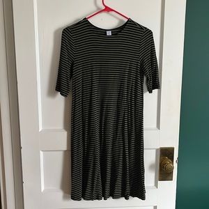 Old Navy Green and Black stipe Swing dress